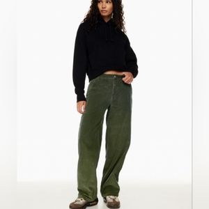 TNA Olive Green Corduroy Wide-Leg Pants